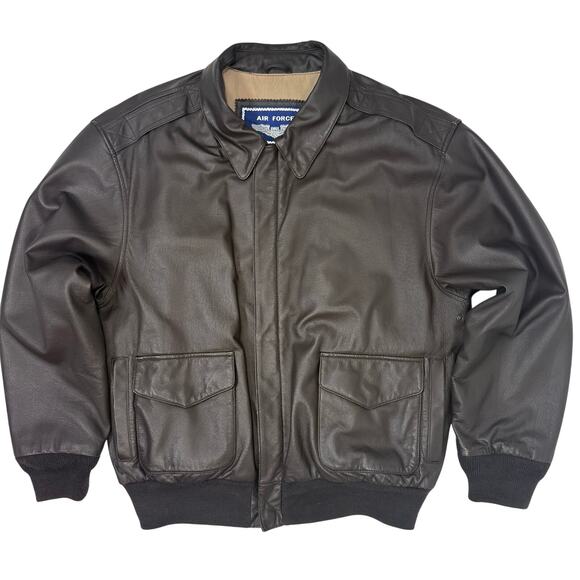 Air Force Airborne Leathers Men’s L Pilot Jacket Brown Genuine Leather - Picture 2 of 11